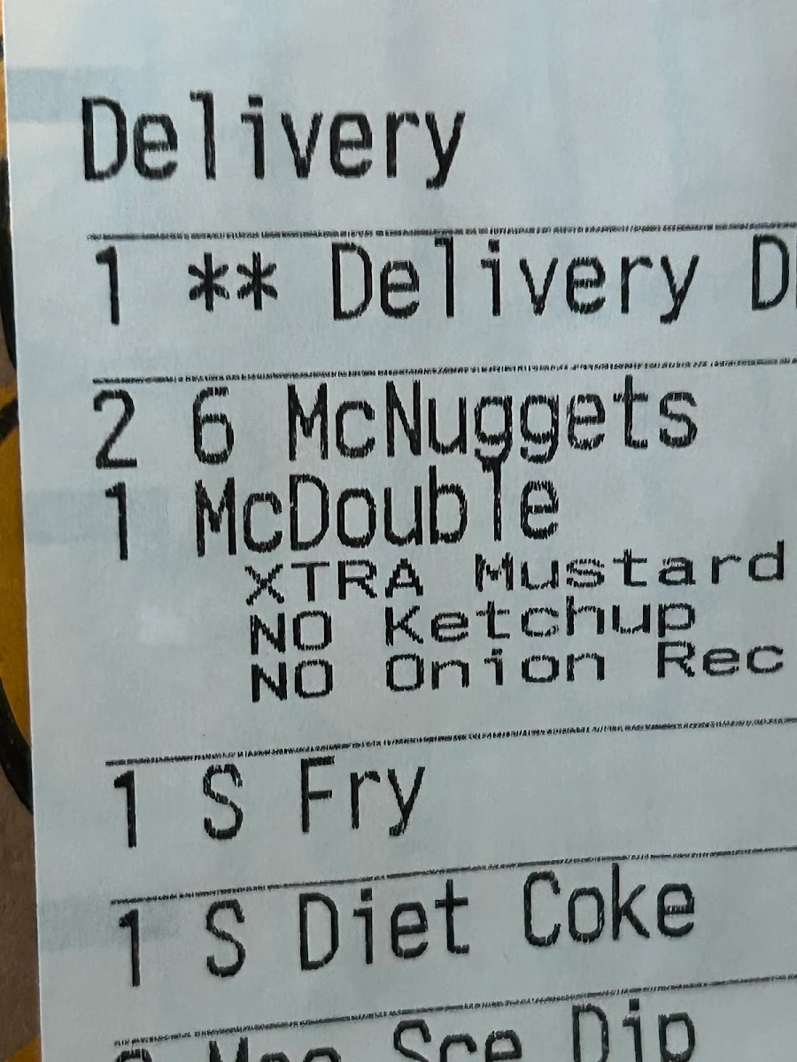 Menu, McDonald's