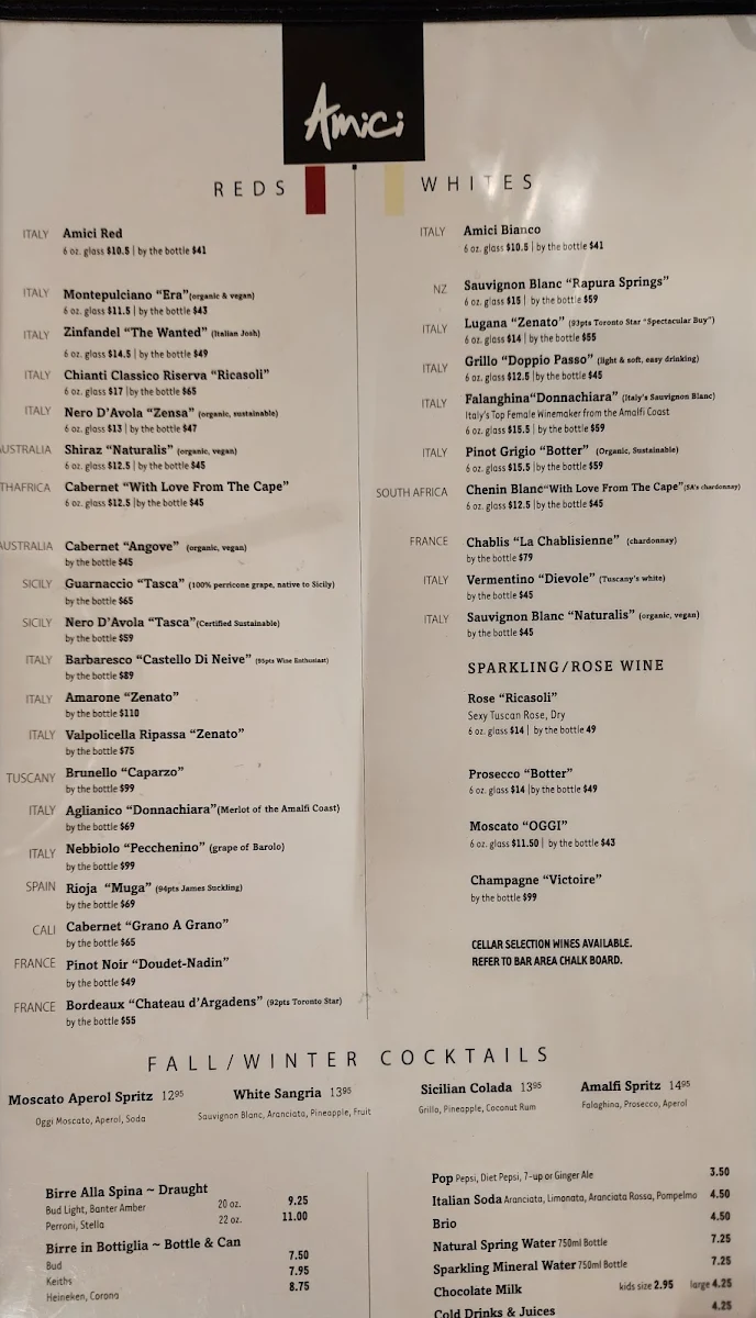 Menu, Amici