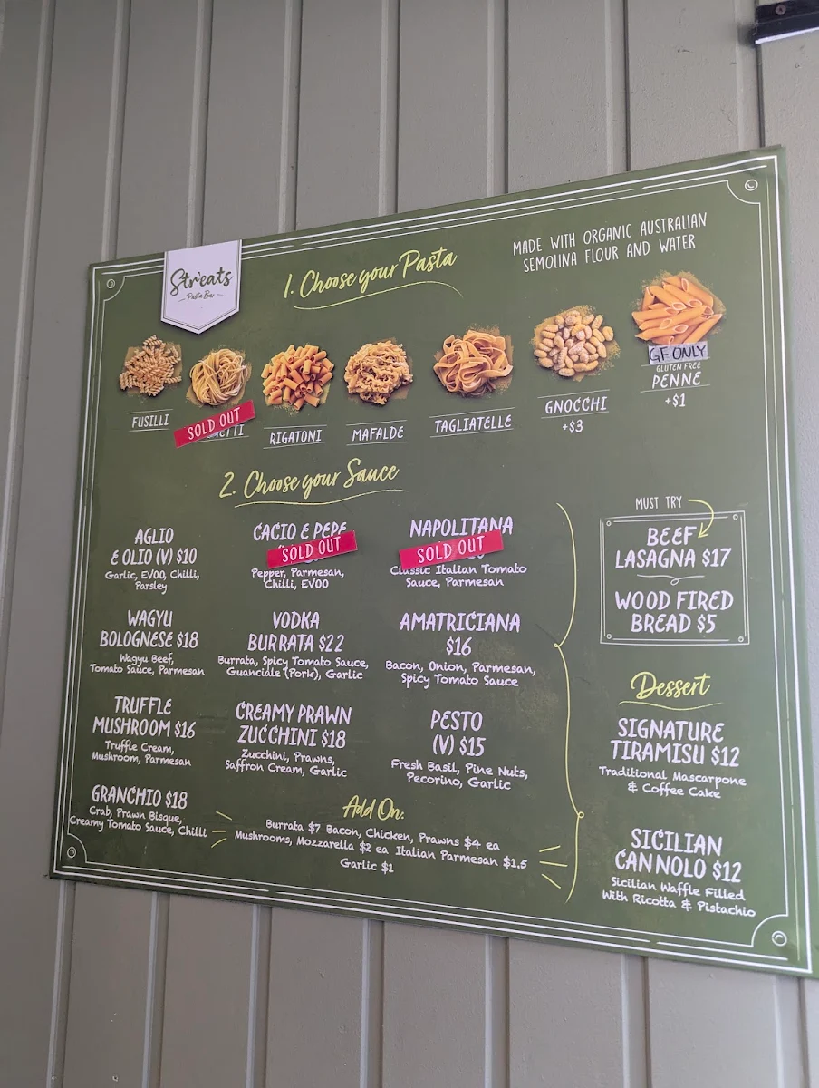 Menu, Spice Alley