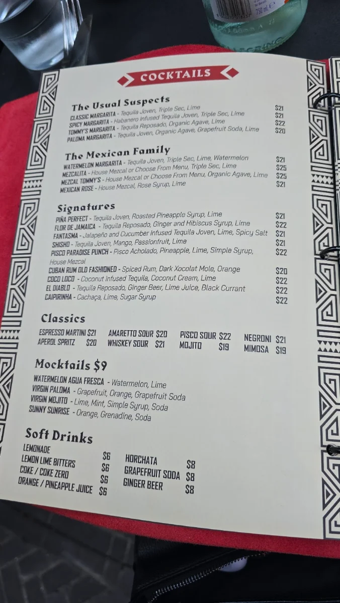 Menu, Spice Alley