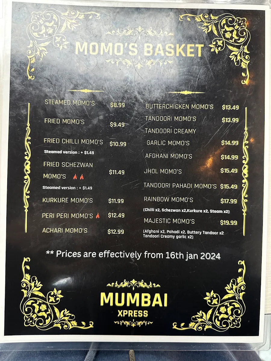 Menu, Mumbai Xpress