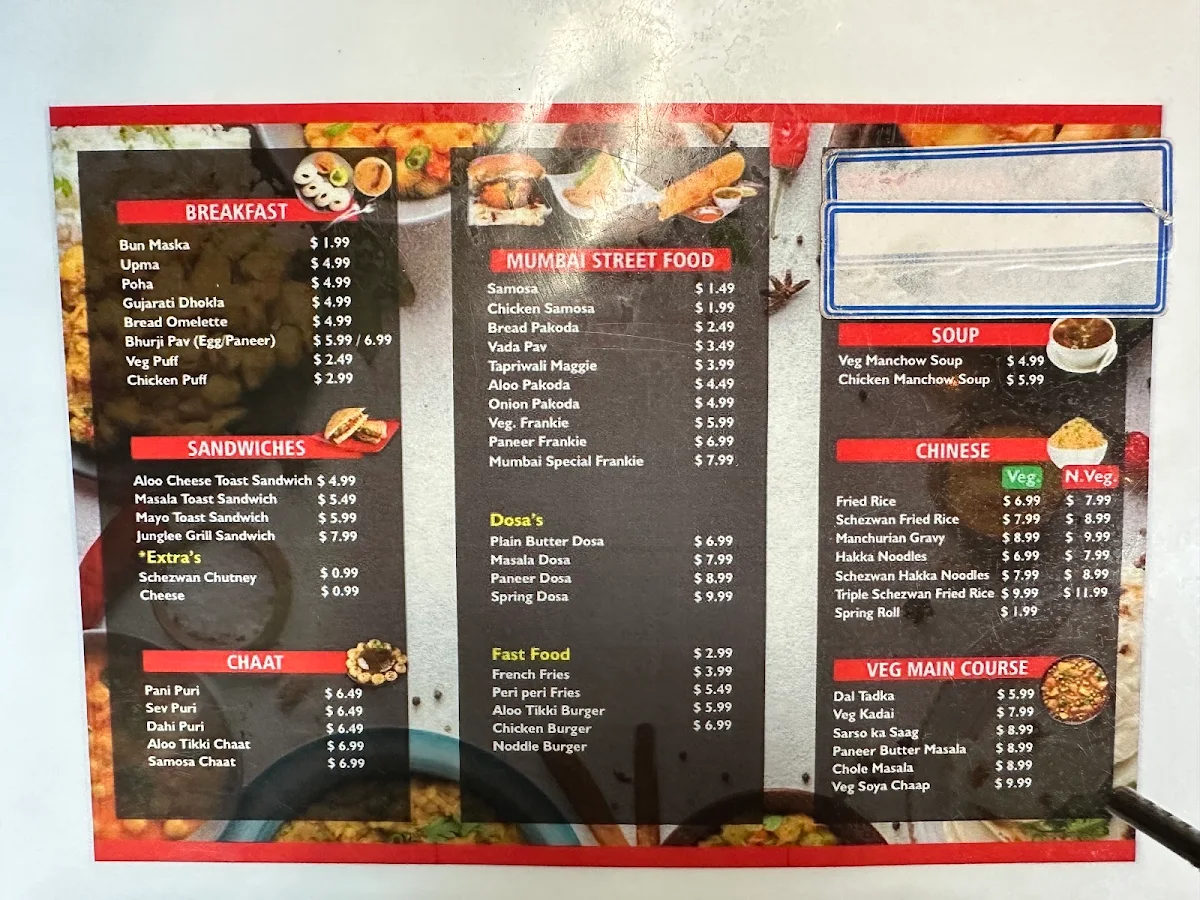 Menu, Mumbai Xpress