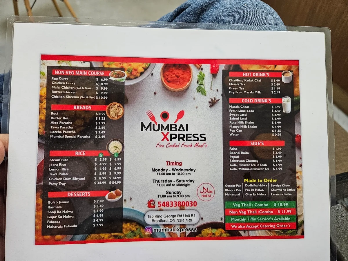 Menu, Mumbai Xpress
