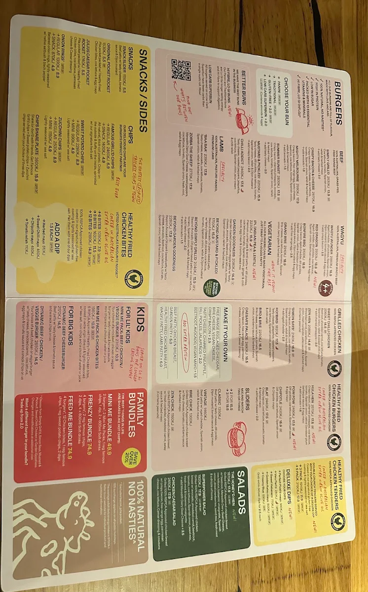 Menu, Grill'd Burgers - Flinders Lane