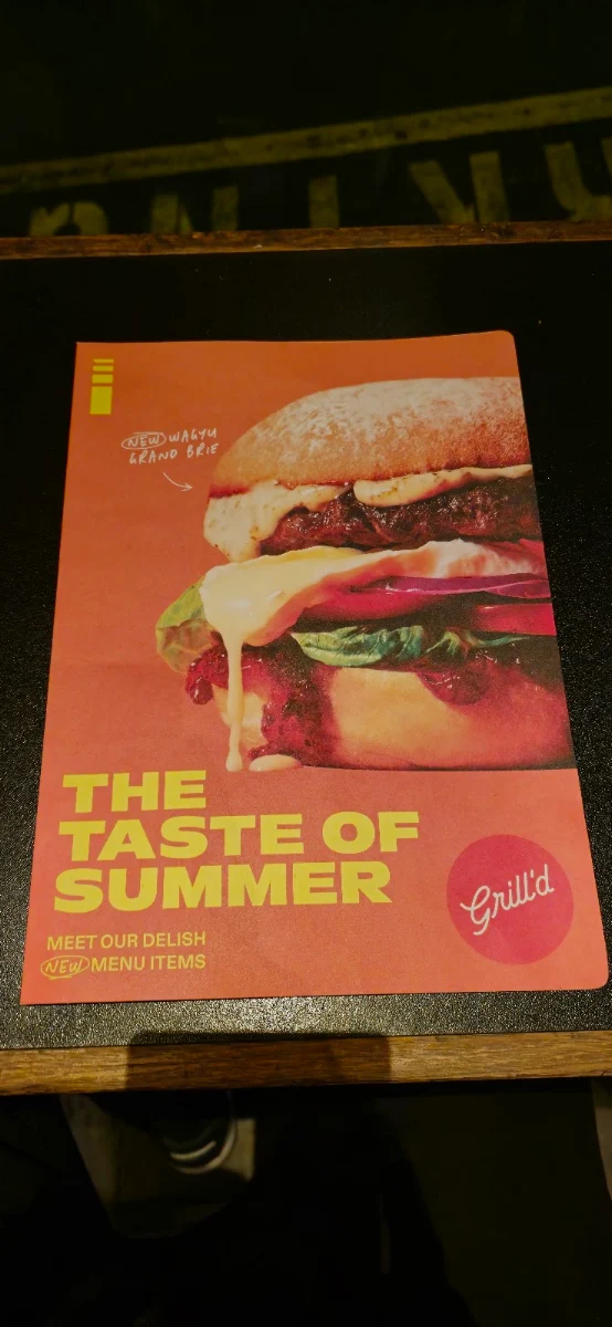 Menu, Grill'd Burgers - Flinders Lane