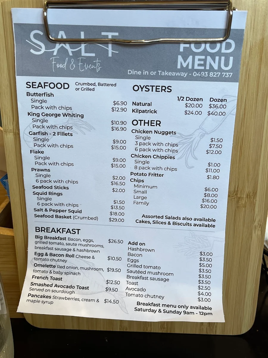 Menu, Salt Food & Events
