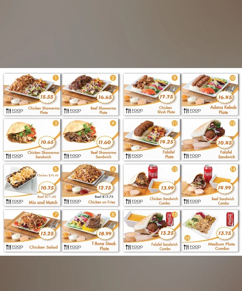 Menu, Shawarma Istanbul