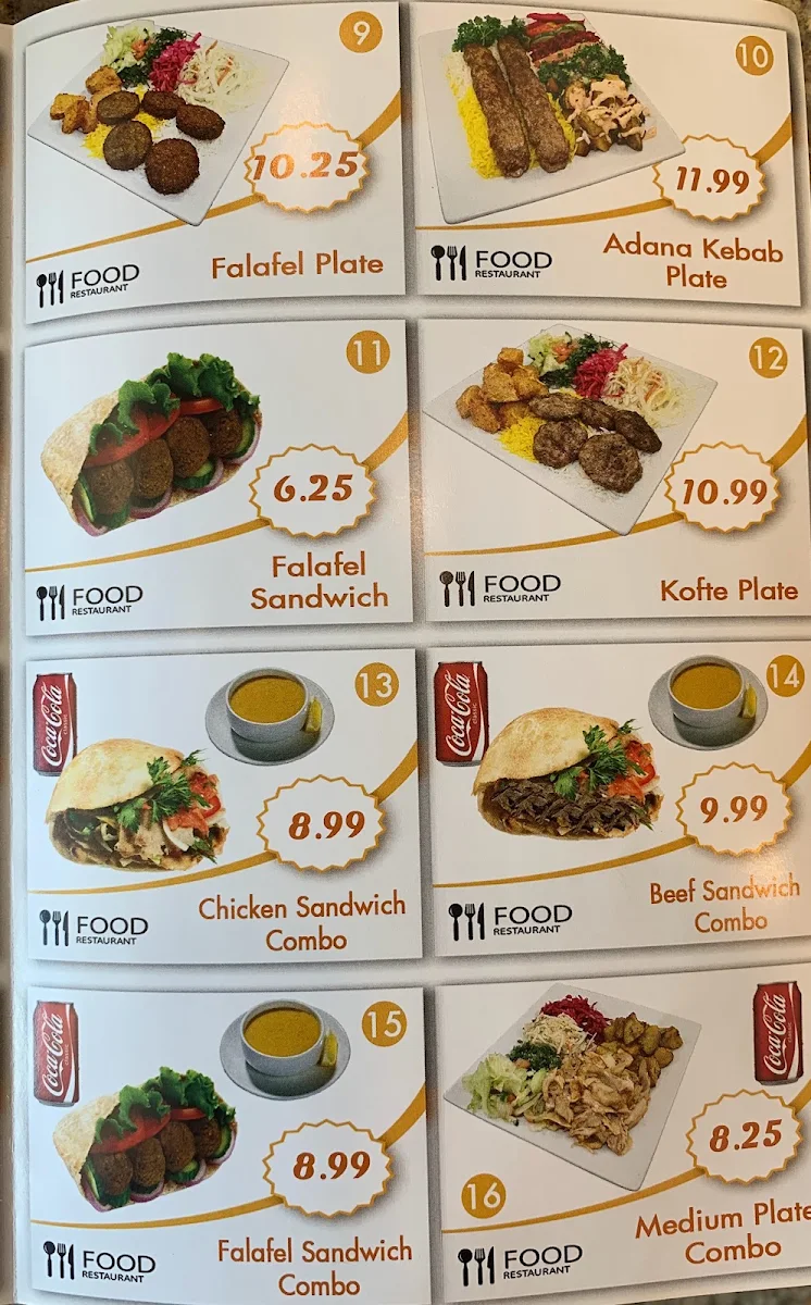 Menu, Shawarma Istanbul