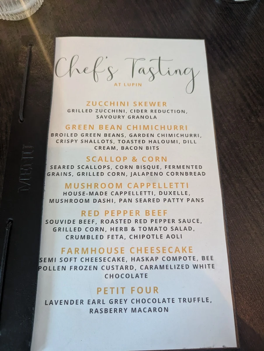 Menu, Lupin Dining & Pantry