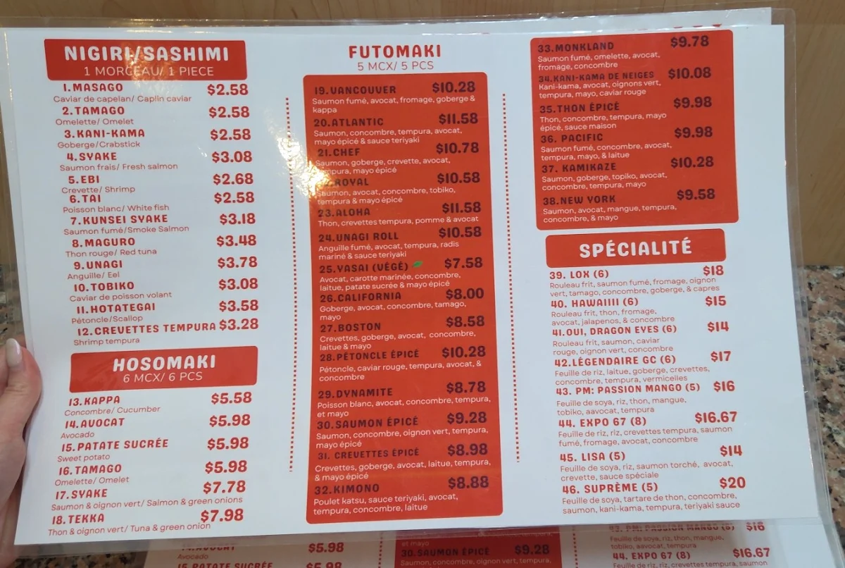 Menu, Bento Hachi