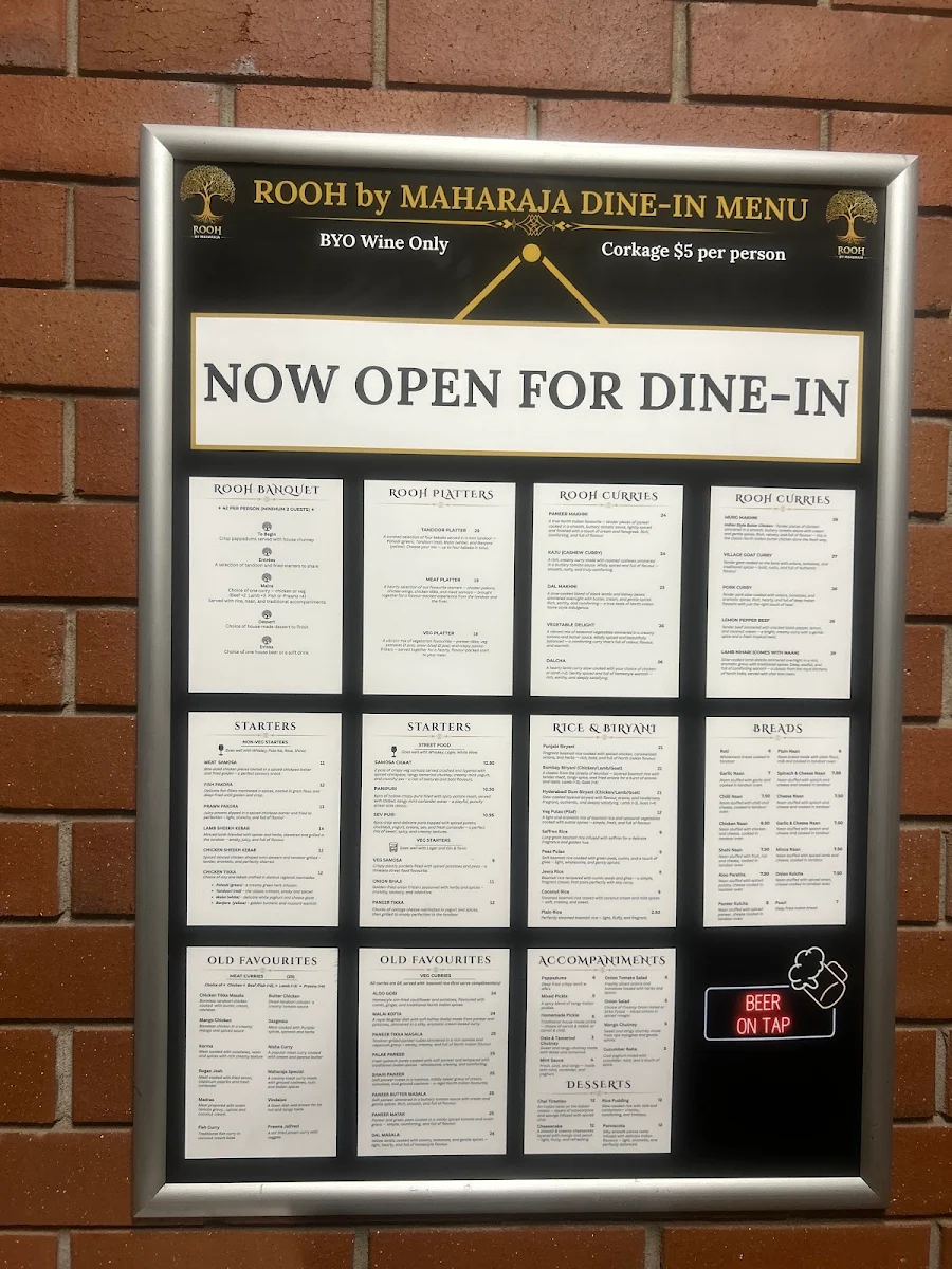 Menu, Rooh by Maharaja