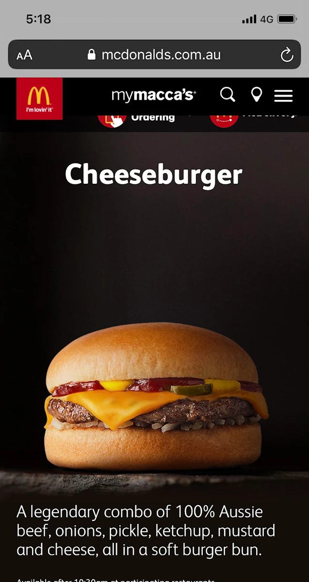 Menu, McDonald's Keysborough