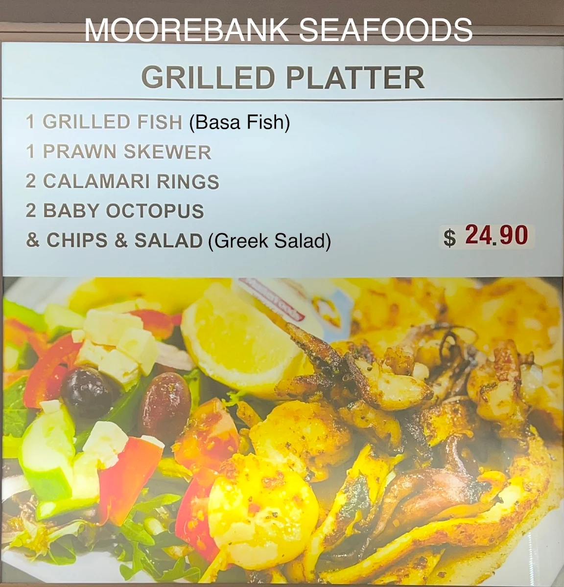 Menu, Moorebank Seafoods