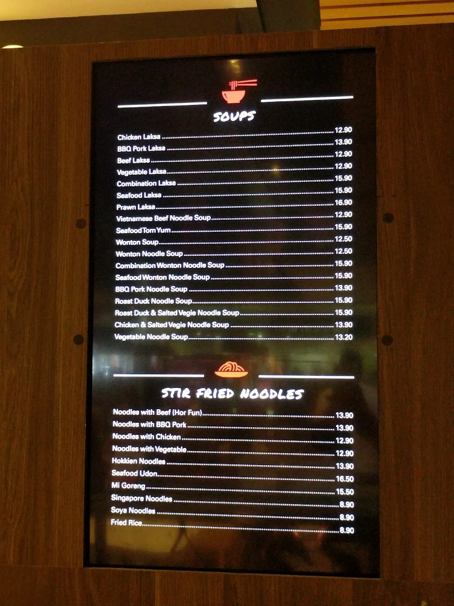 Menu, Simply Noodles