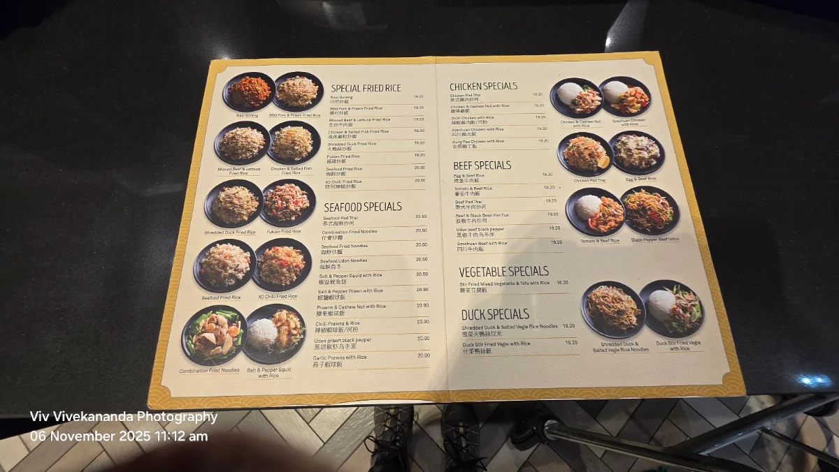 Menu, Simply Noodles