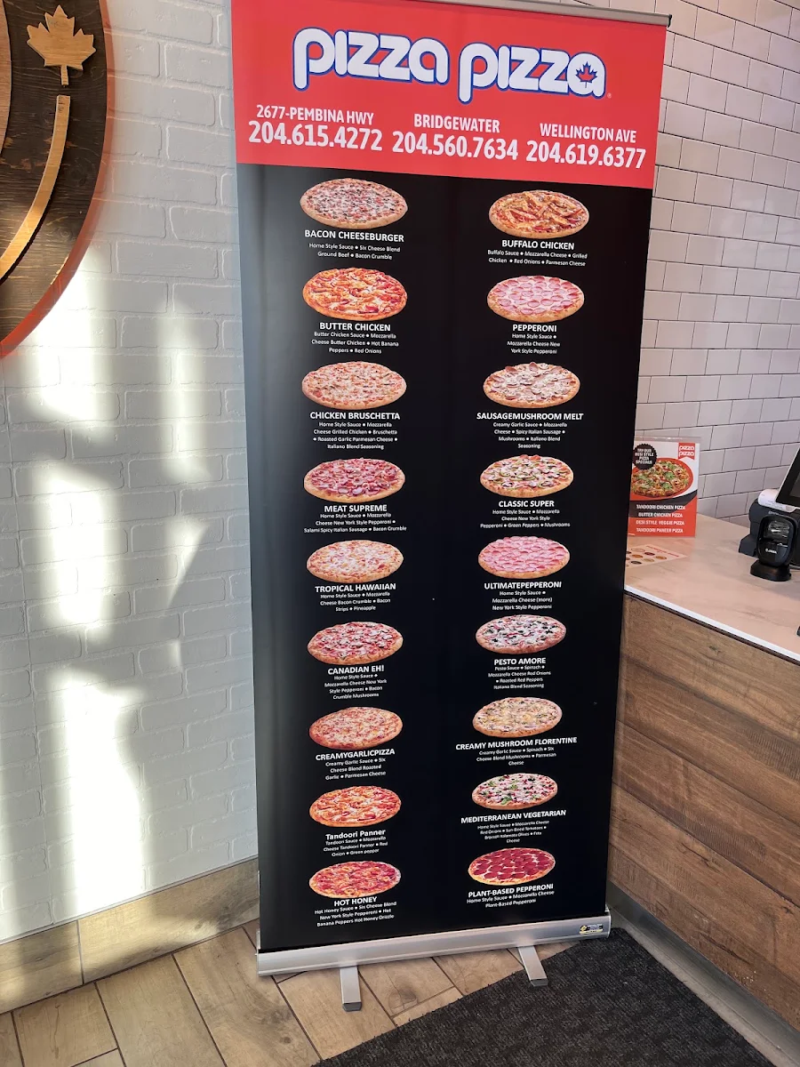 Menu, Pizza Pizza