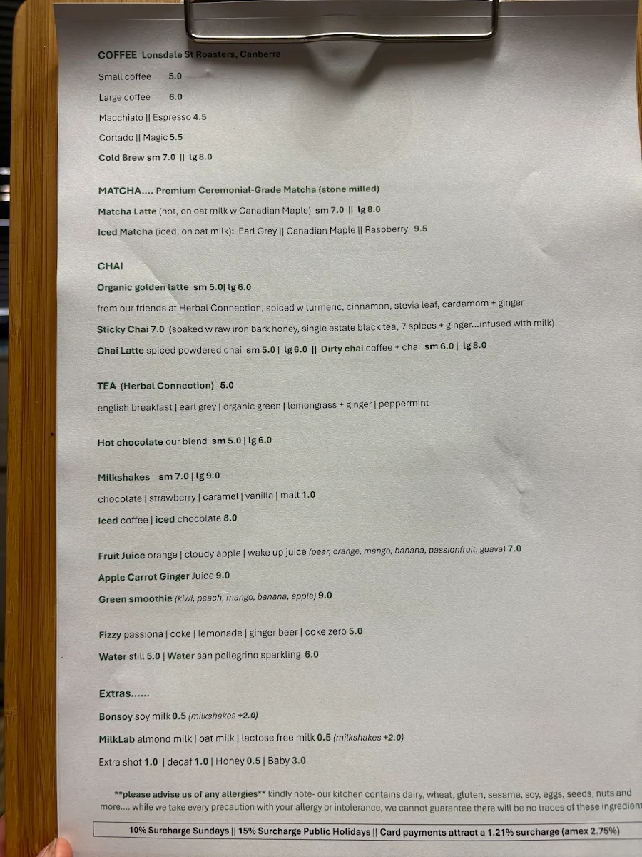 Menu, The Rivermouth General Store