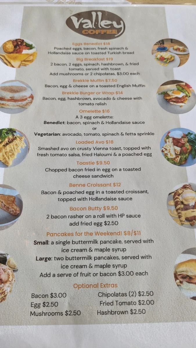Menu, Valley Coffee