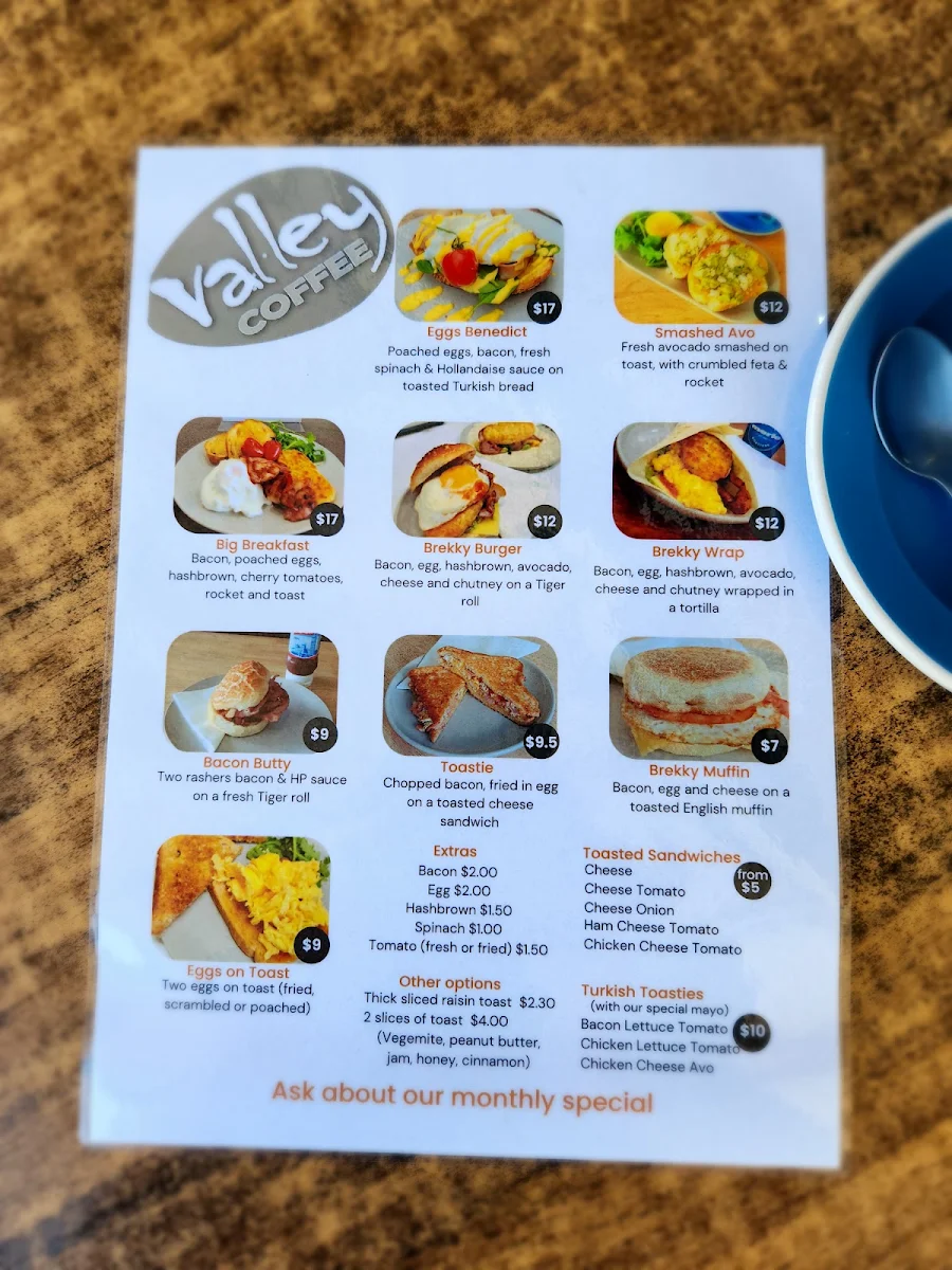 Menu, Valley Coffee