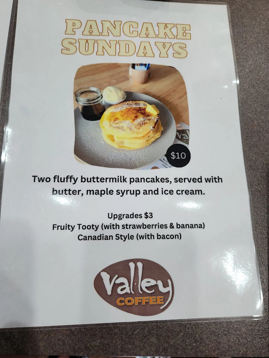 Menu, Valley Coffee
