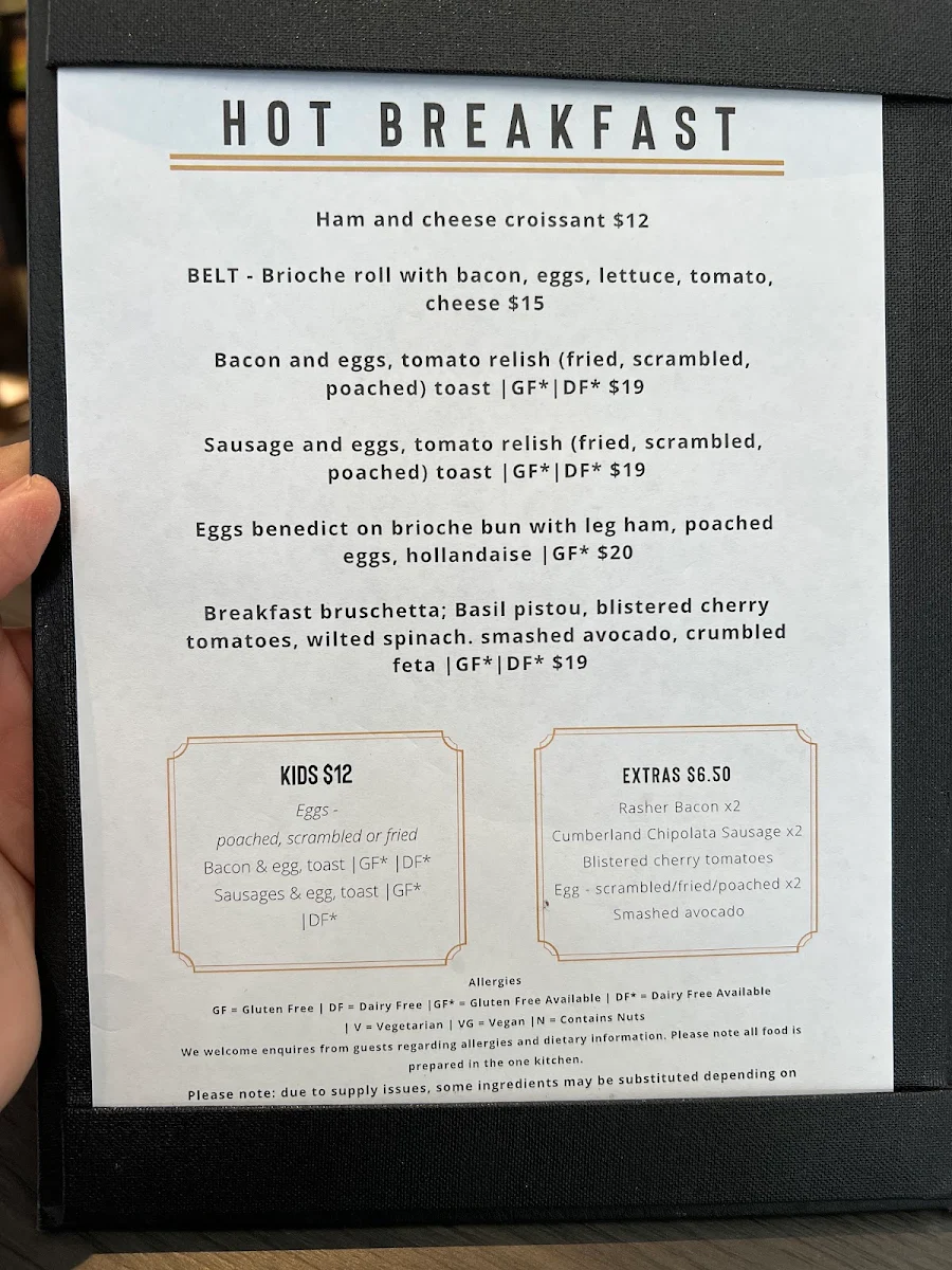 Menu, Whitney’s Restaurant & Bar