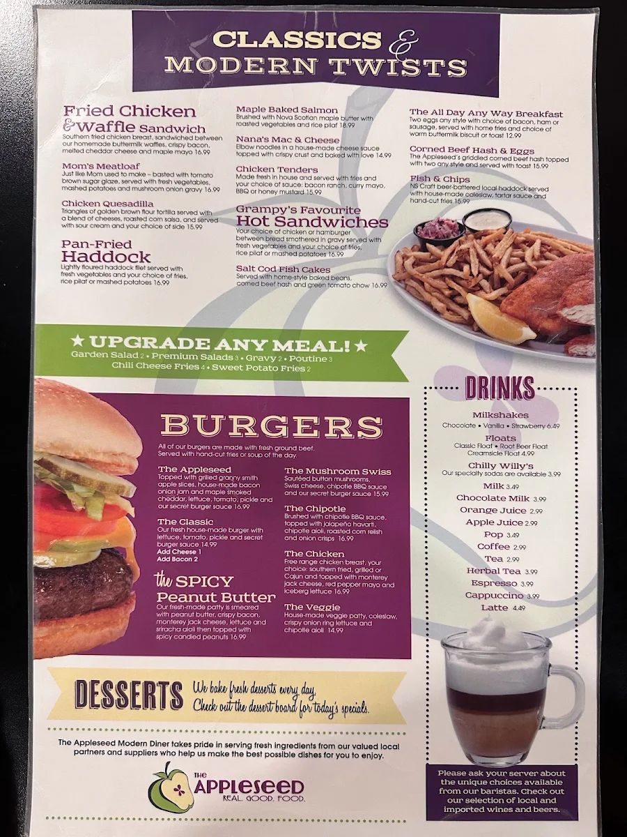 Menu, The Appleseed Modern Diner