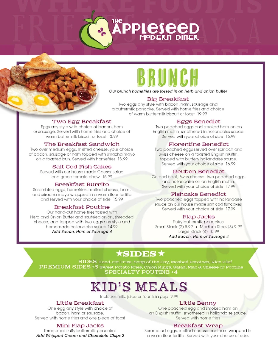 Menu, The Appleseed Modern Diner