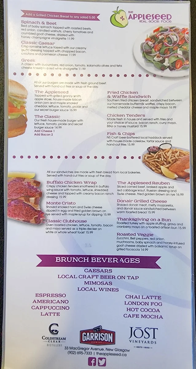 Menu, The Appleseed Modern Diner