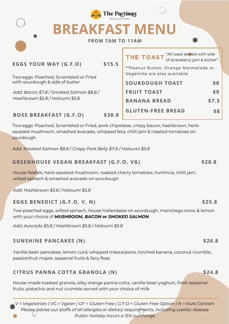 Menu, The Partisan