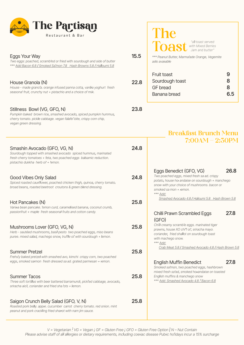 Menu, The Partisan