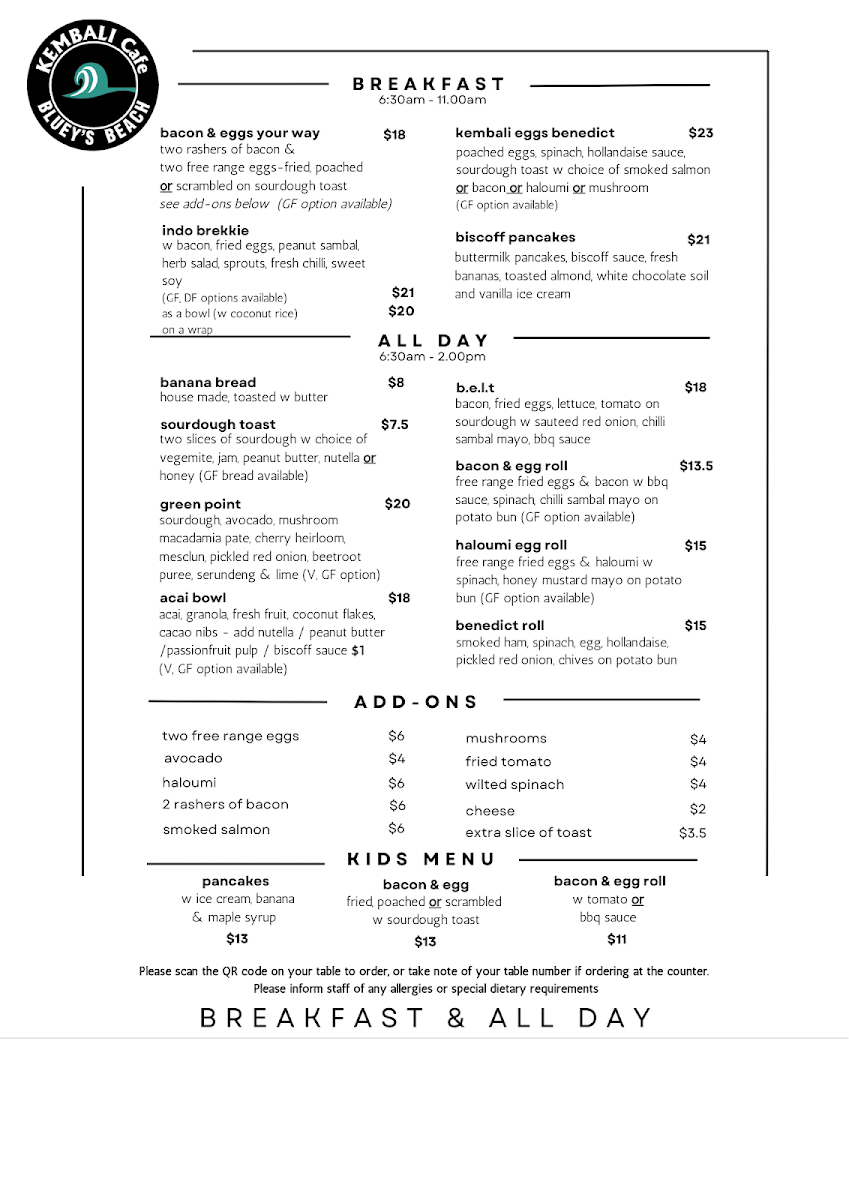 Menu, Kembali Cafe