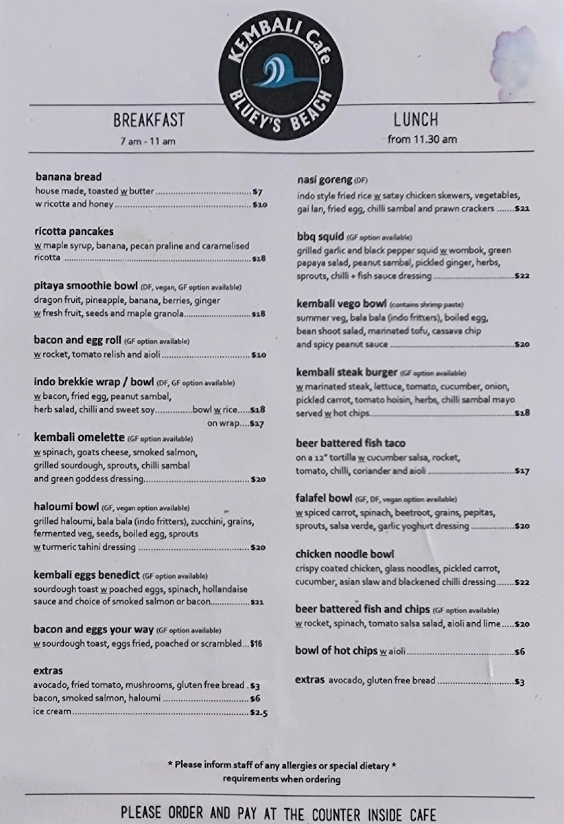 Menu, Kembali Cafe
