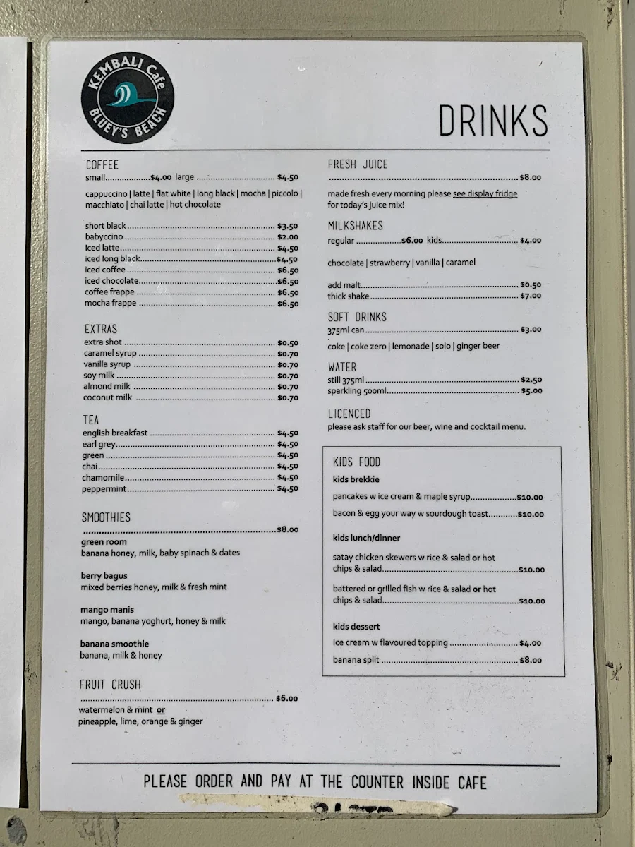 Menu, Kembali Cafe