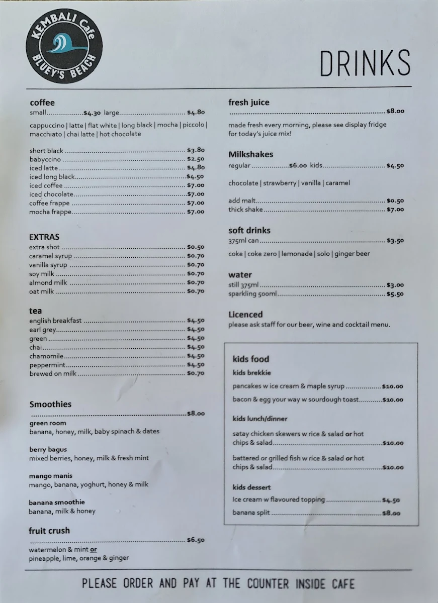 Menu, Kembali Cafe