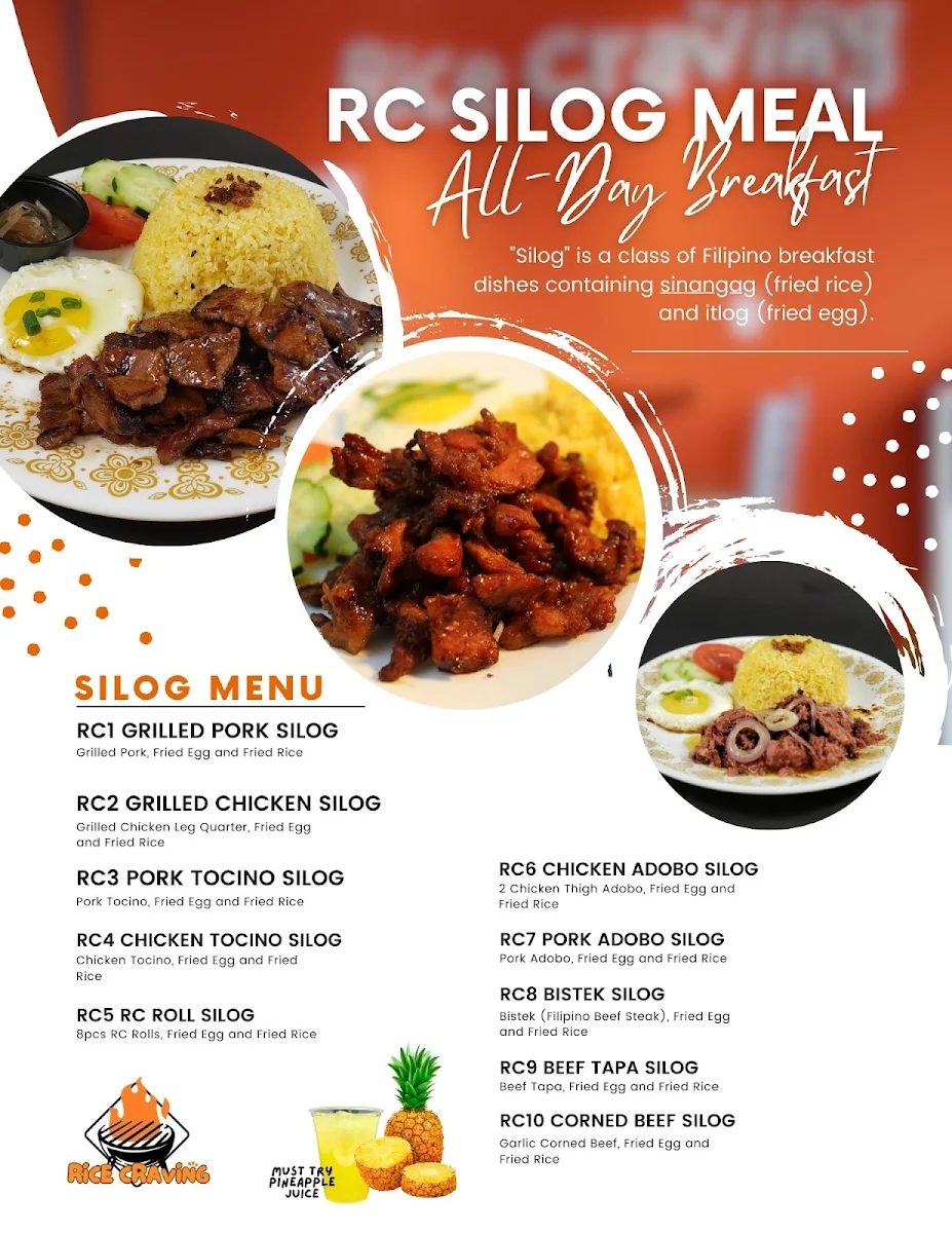 Menu, Rice Craving Asian Cuisine Ltd.