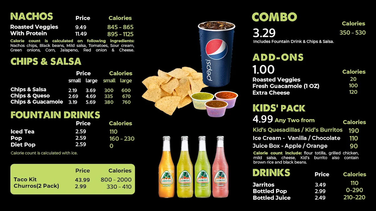 Menu, Burrito Guyz Kapuskasing