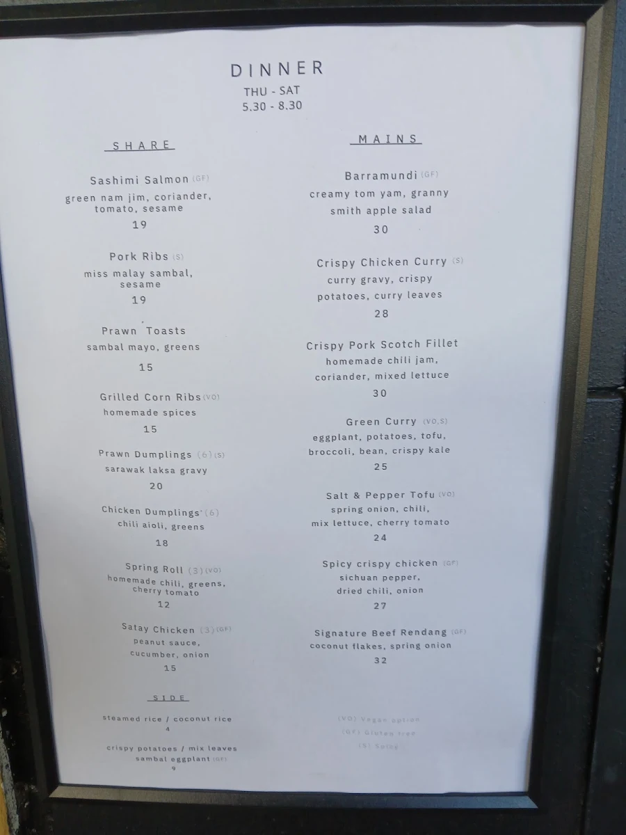Menu, Miss Malay