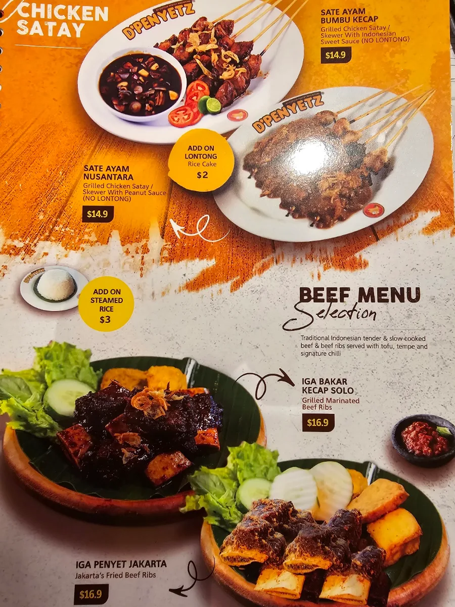 Menu, D'penyetz & D'cendol Sussex (Halal)