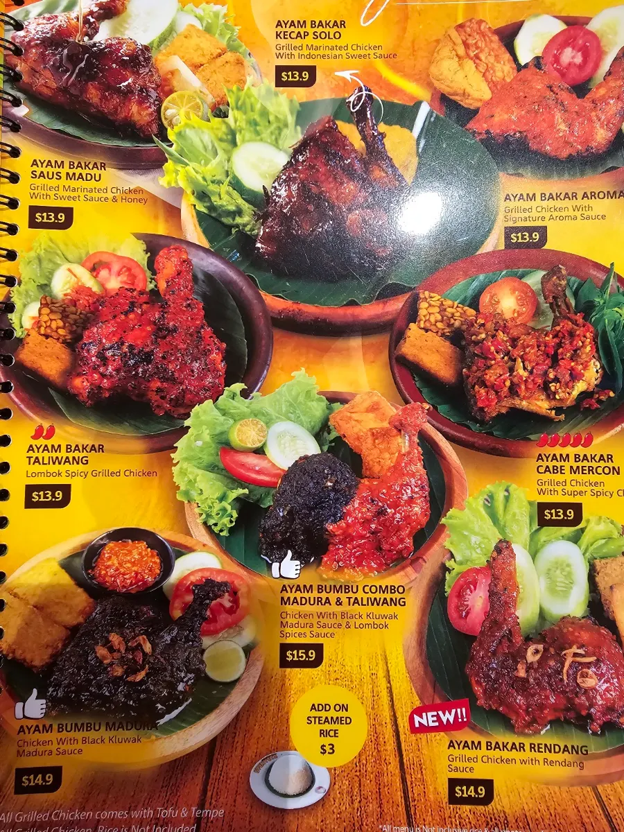 Menu, D'penyetz & D'cendol Sussex (Halal)