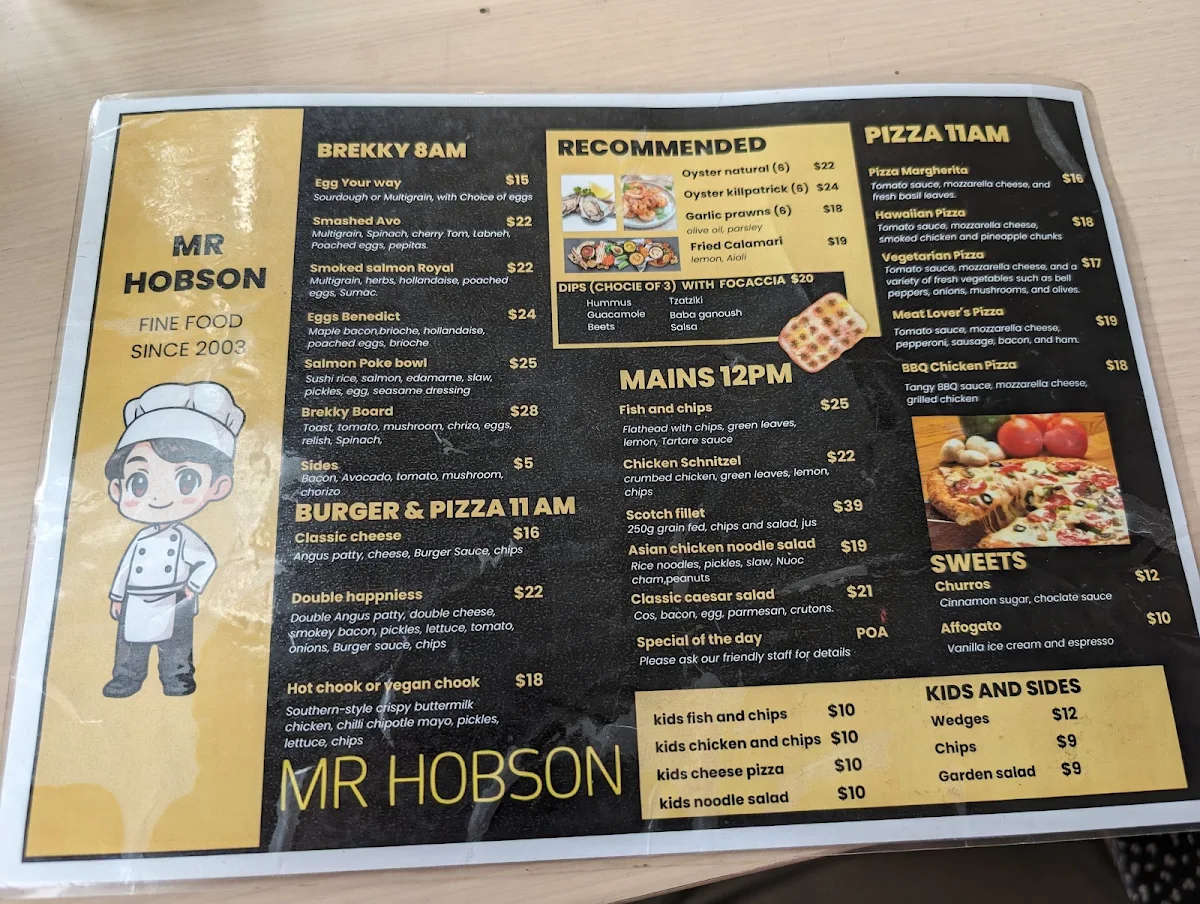 Menu, Mr Hobson