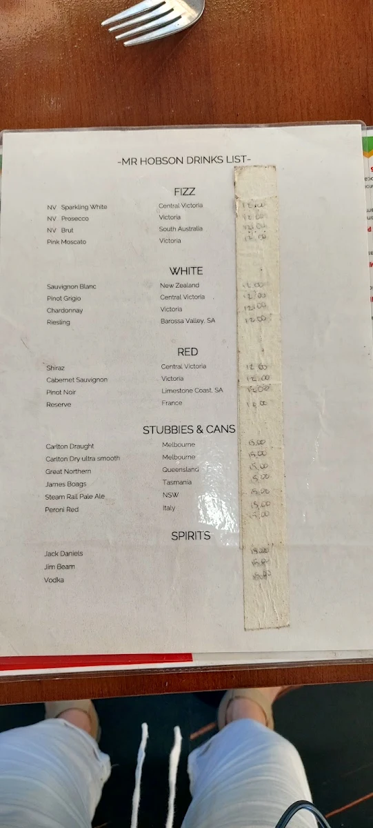 Menu, Mr Hobson