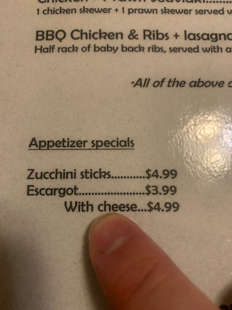 Menu, Venetis Restaurant