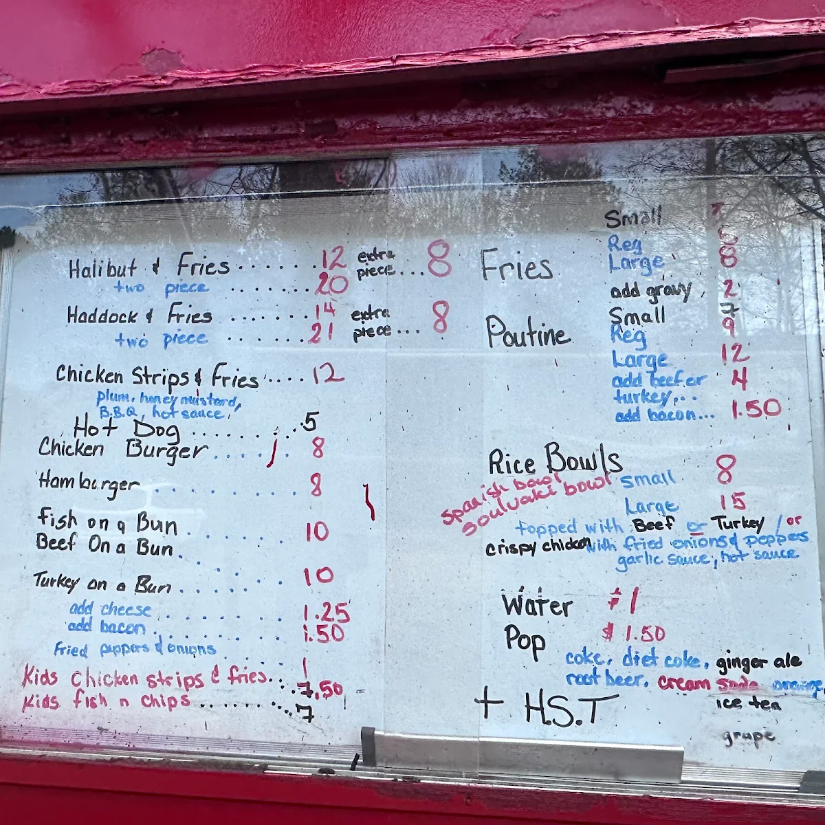 Menu, Piccadilly Billy Fish & Chips