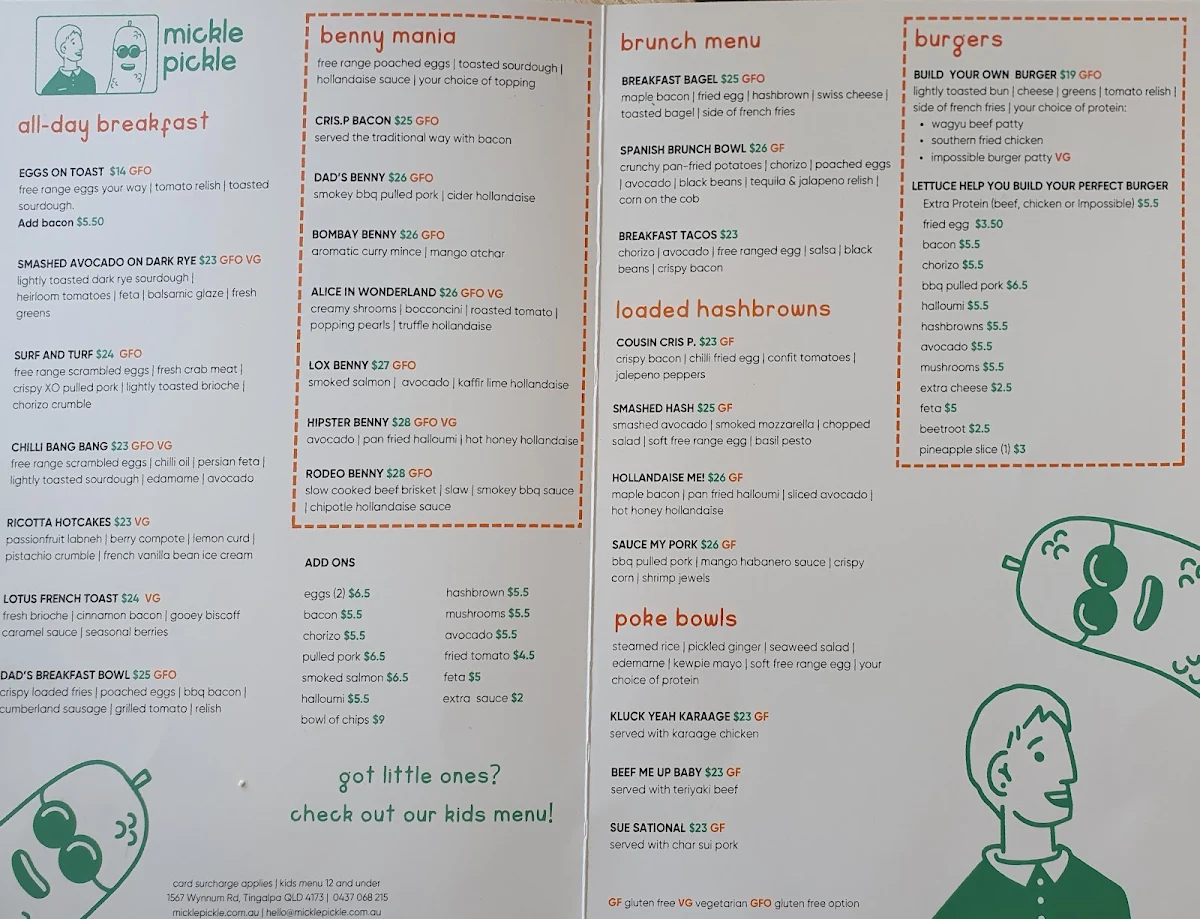 Menu, Mickle Pickle Espresso