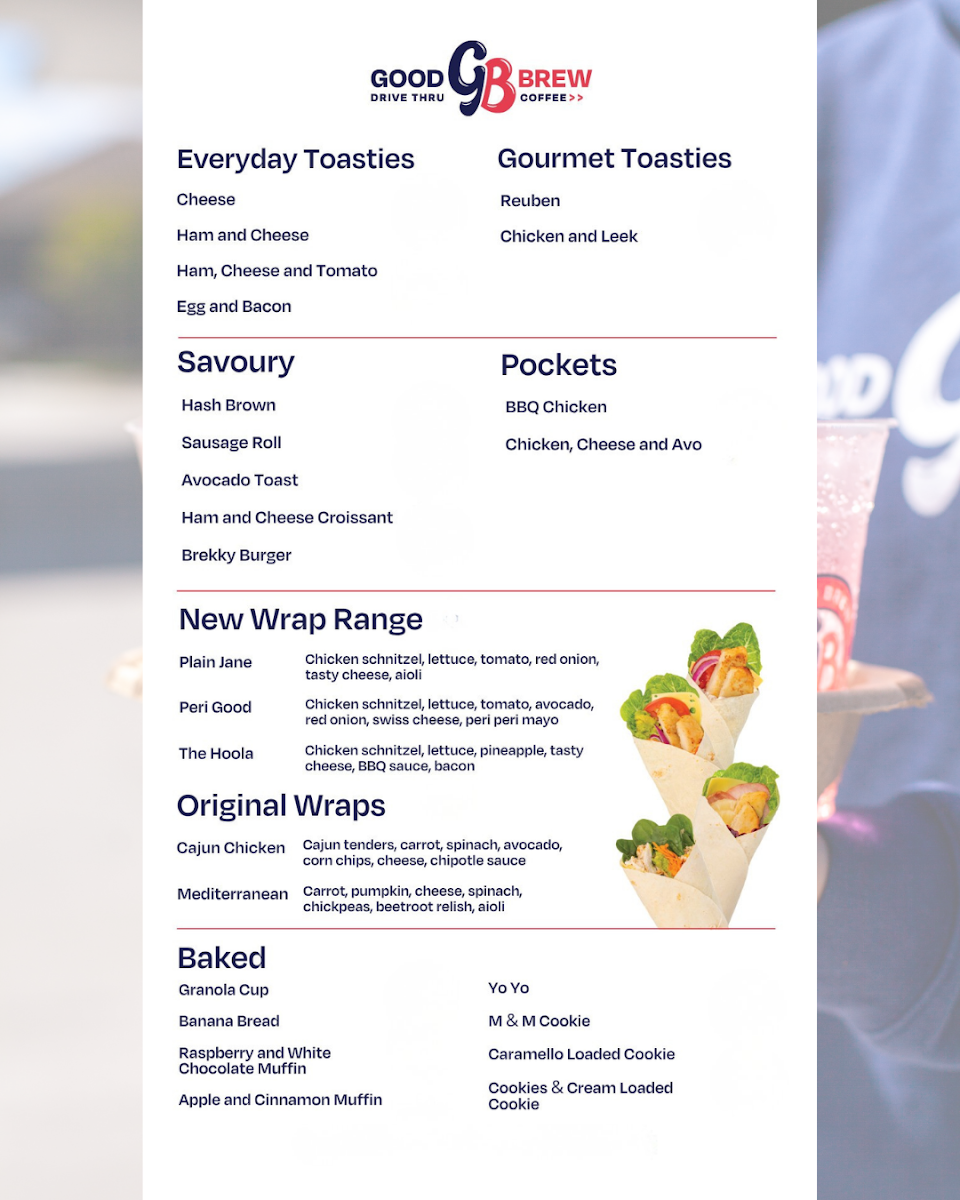 Menu, Good Brew Drive Thru Bairnsdale