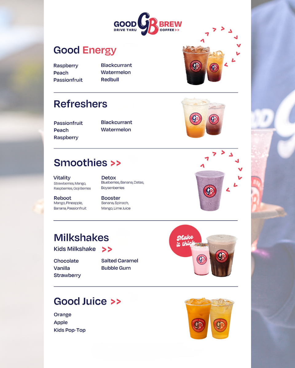 Menu, Good Brew Drive Thru Bairnsdale