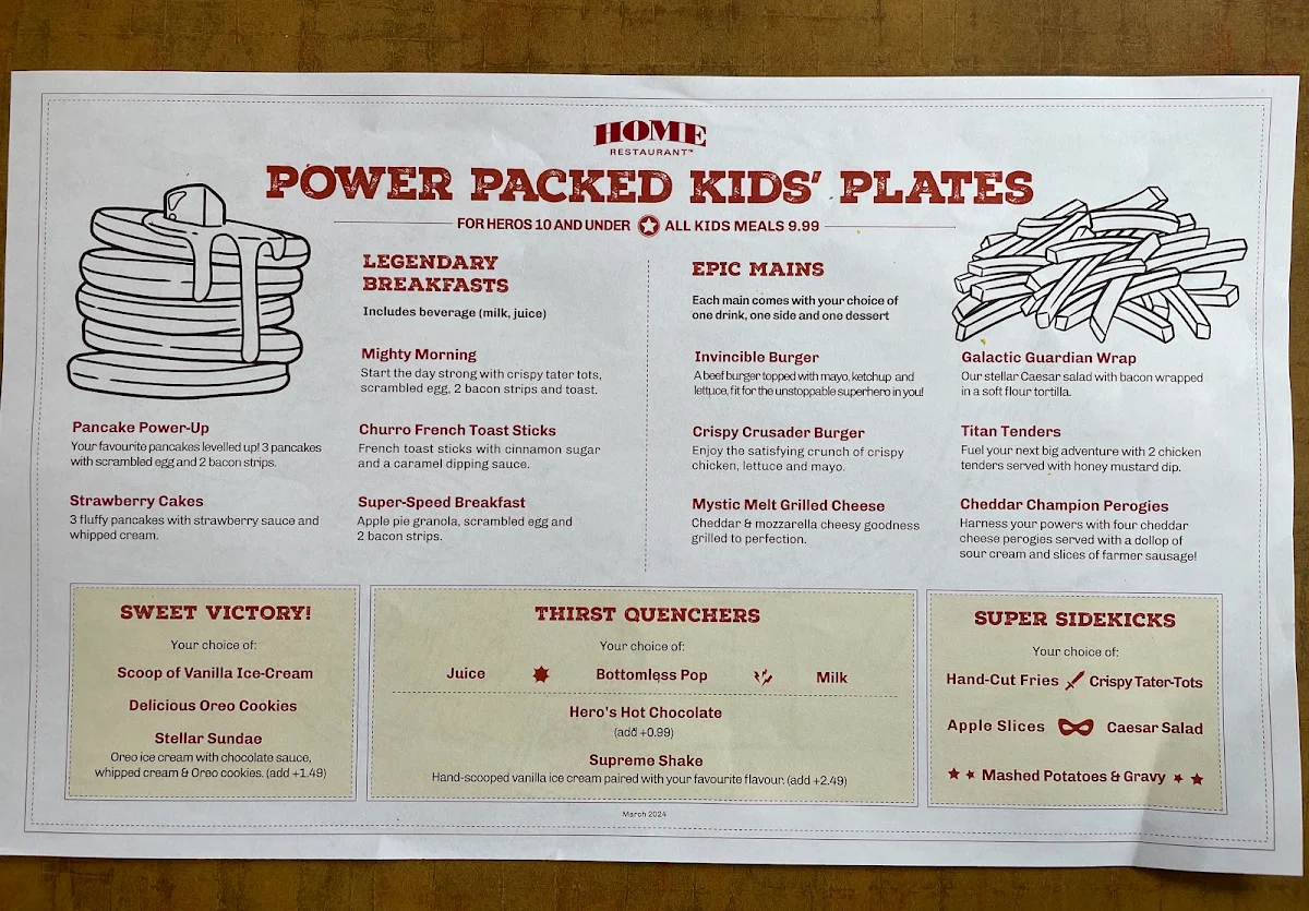 Menu, Home Restaurant