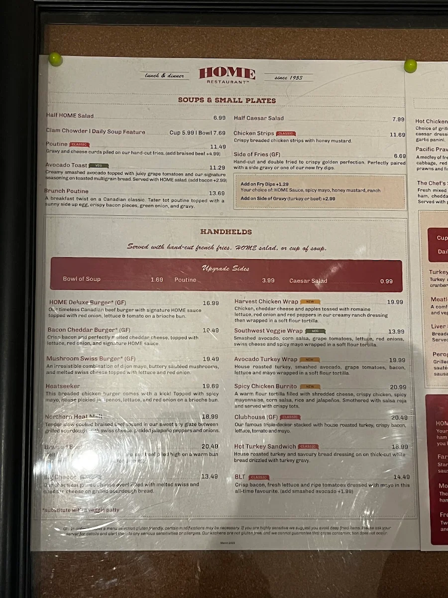 Menu, Home Restaurant