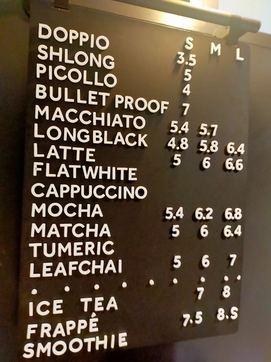 Menu, The Alley Espresso Bar Mackay