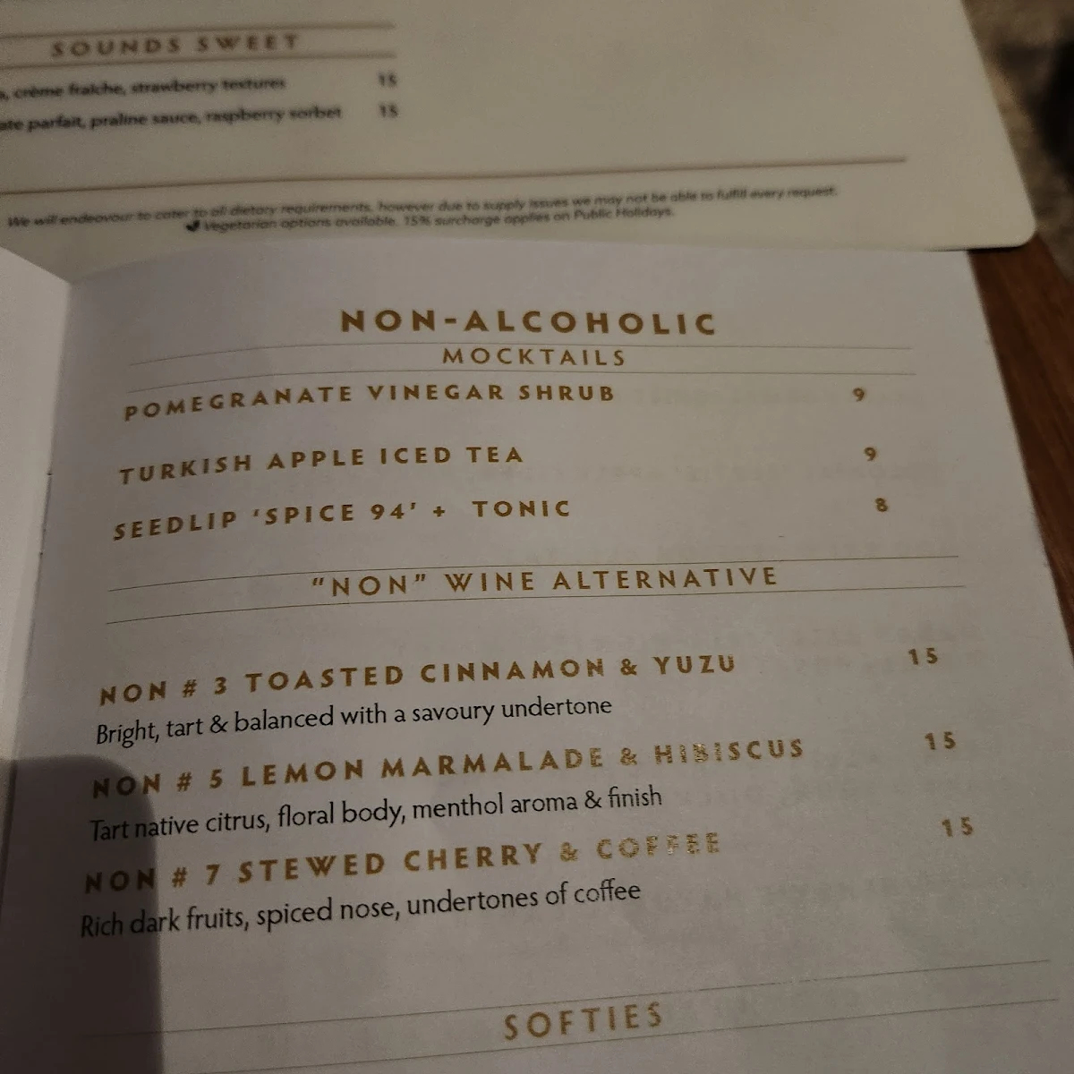 Menu, Lord Lygon